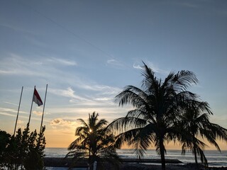 the beautiful sunset of Kuta beach in Bali, Indonesia