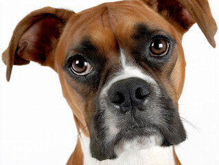 Dog Boxer Pet Portrait Expressive Canine Happy Companion Adorable Furry Friend Cute Muzzle Eyes Ears Brown Black Whiskers Playful Loyal Lovable Pup 
