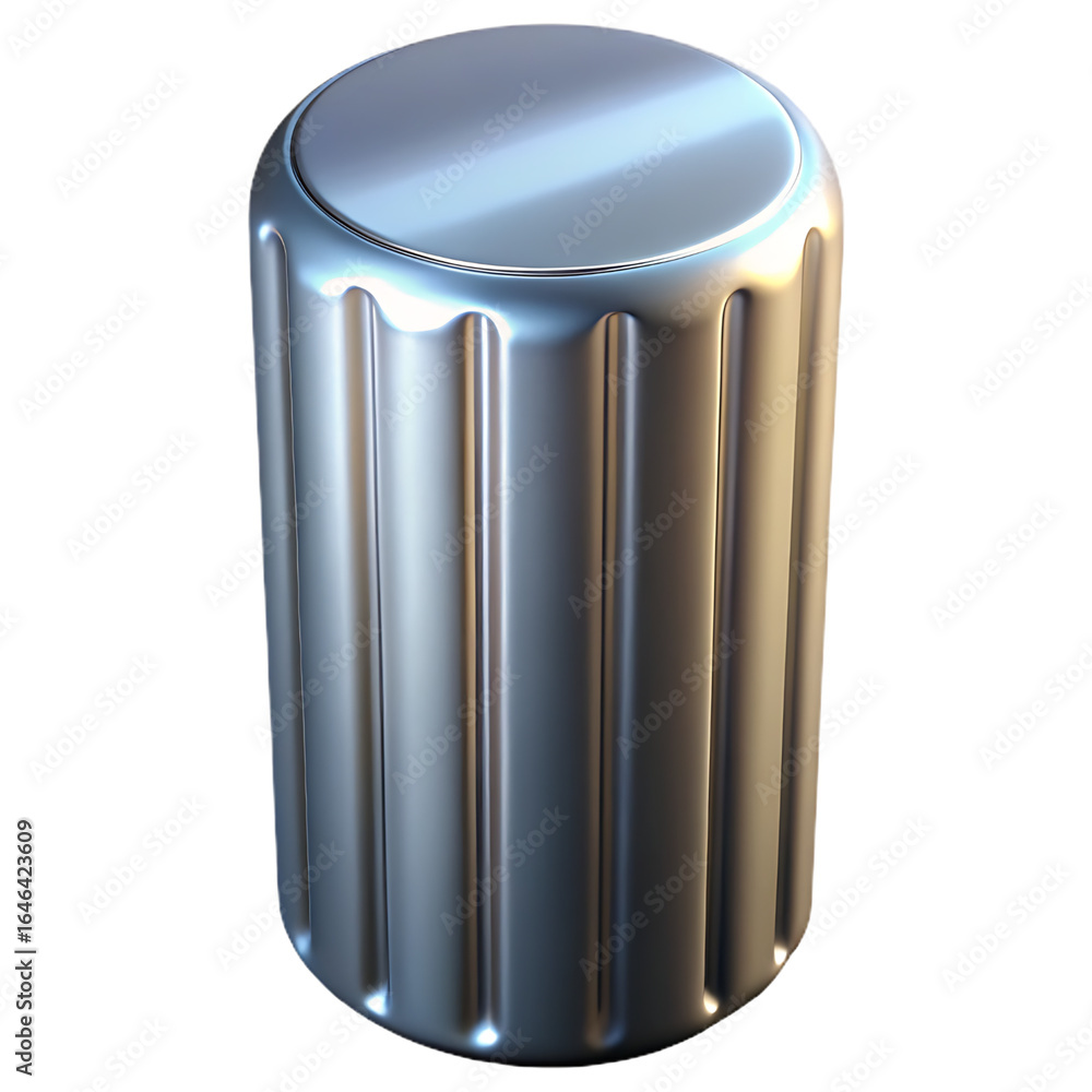 Poster a sleek metallic knob with vertical grooves, reflecting light and shadow, offers a modern and functi