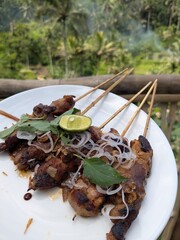 the traditional balinese dish "sate"