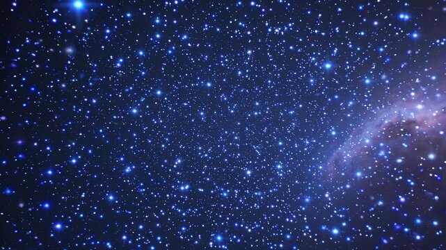 Cosmic nebula gliding through dark starry expanse, revealing celestial depth and ethereal movement against infinite astronomical background