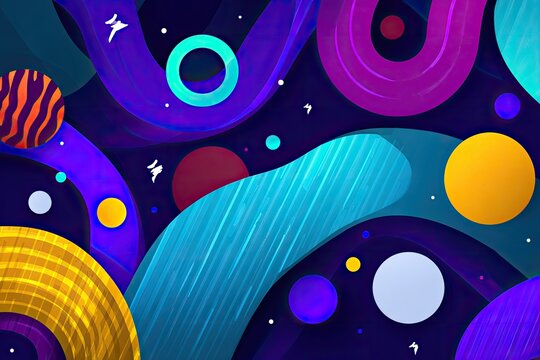 Abstract vibrant shapes swirling in space