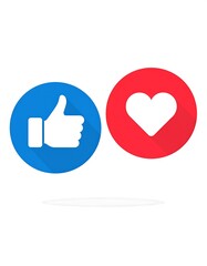Social media like and love icons