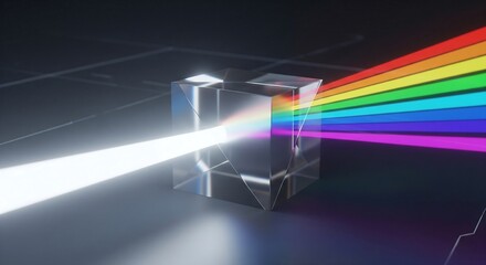 Light Dispersion Through a Glass Prism - Refraction of White Light to a Rainbow Spectrum.