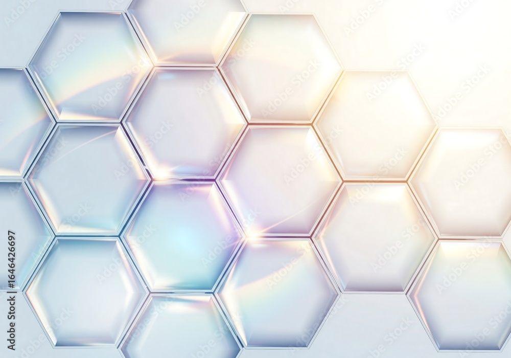 Aufkleber glass hexagon pattern with light and reflection.