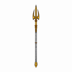 Ornate Three-pronged Spear Illustration