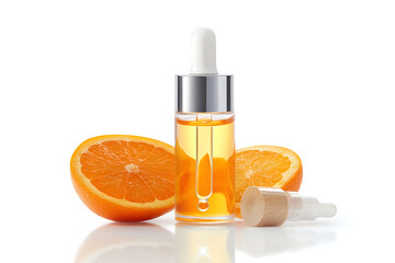 Invigorating citrus serum for radiant skin, natural skincare essential with fresh orange fruit, modern beauty product for healthy lifestyle and wellness