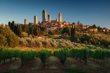 Tuscan hilltop town at dawn