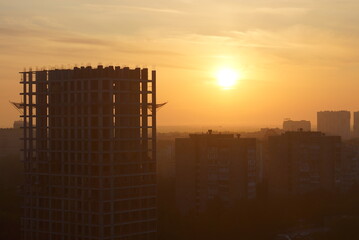 sunset over the city