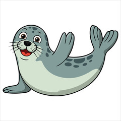 Cartoon friendly seal vector graphic white