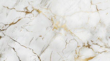 Fototapeta premium A close-up view of white marble with golden veins. The surface is smooth and polished, showcasing natural patterns and textures.