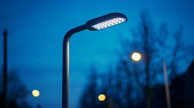 LED light. Industrial And Commercial LED light for street pole. LED light lamp stock photo