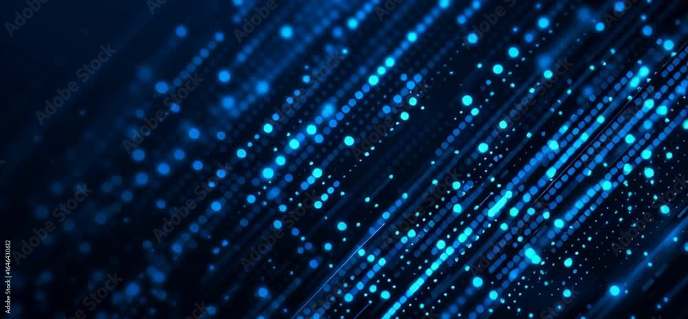 Poster abstract blue background with digital data and binary code big data technology concept generative ai