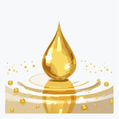 A drop of liquid that is yellow and has a drop of liquid in it
3