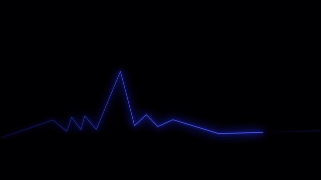 Abstract glowing neon Heart and cardiogram, heart with heartbeat icon animation. heartbeats icon animated on black background.
