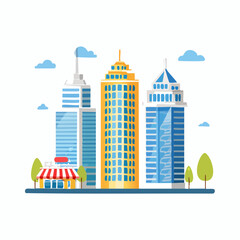 Obraz premium vector illustration of city buildings