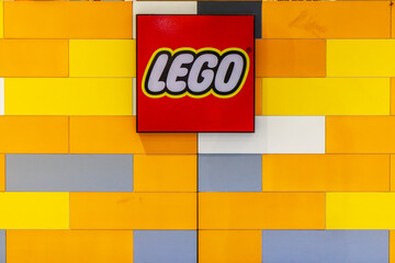 Naklejka premium Lego building blocks logo