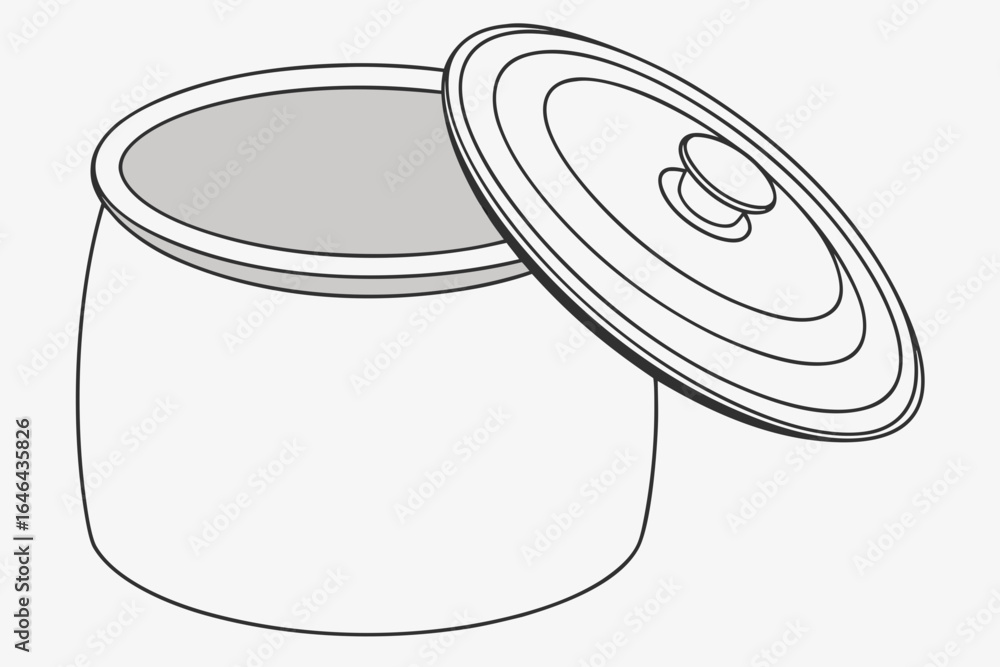 Poster simple line drawing of a pot with an open lid