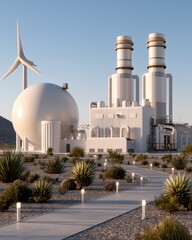 Futuristic Renewable Energy Hub with Automated Hydrogen Production and AI-Powered Efficiency Control