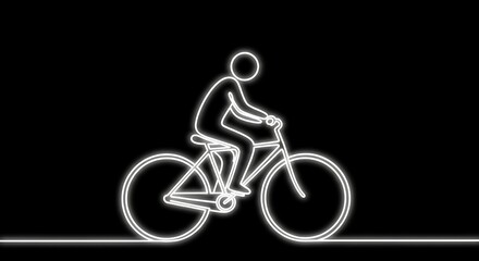 Obraz premium Neon Cycling Silhouette a Modern Minimalist Illustration on Black Background