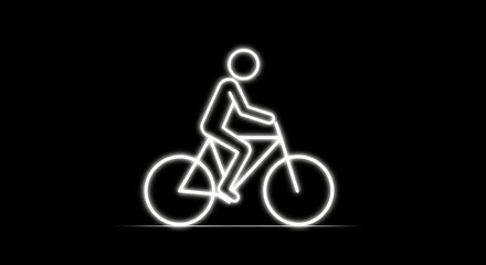 Obraz premium Neon bicycle rider silhouette on black background illustration design element