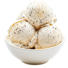 Cookies And Cream Ice Cream Scoops In A White Bowl. Refreshing Dessert On A Summer Day.