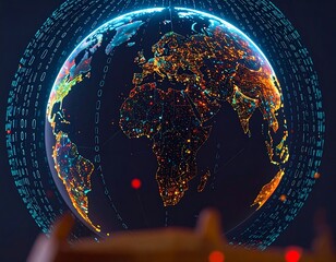 Global data network, digitally rendered earth