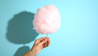Pink cotton candy held in hand