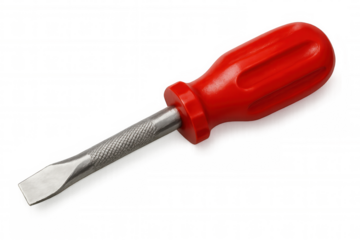 Red screwdriver isolated on a transparent background, showcasing its ideal use for diy tasks and construction projects