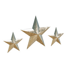 斜めの金色のメタリックな三つ星の3DCGアイコン