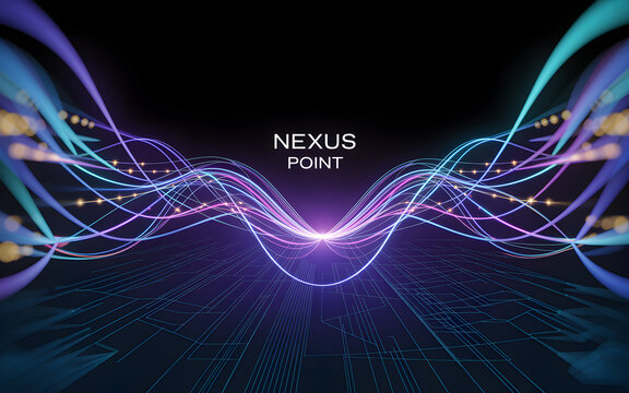 Abstract network background with glowing lines and nodes on a dark surface with nexus point text