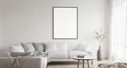 Modern Minimalist Living Room Mockup Blank Canvas for Your Art Design