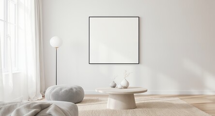 Modern Minimalist Living Room Mockup Blank Canvas for Your Design