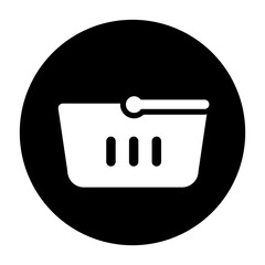 black and white illustration of basket icon