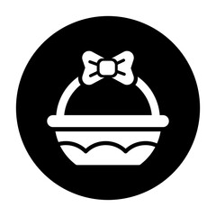 black and white illustration of basket icon