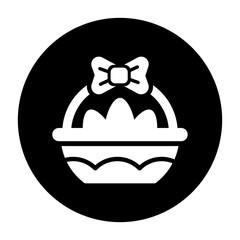 black and white illustration of basket icon