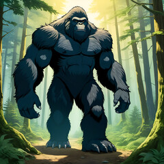 Bigfoot anime concept full color illustration