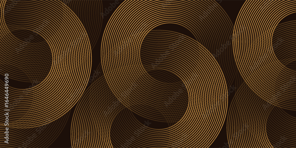 Poster 3d brown lines techno abstract background overlap layer on dark space with circles shapes effect dec