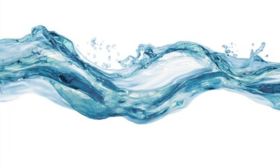 Fluid water waves against white