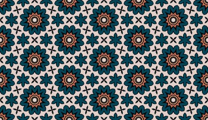 Seamless colorful floral pattern illustration with vintage flowers for fabric, wallpaper, or textile design