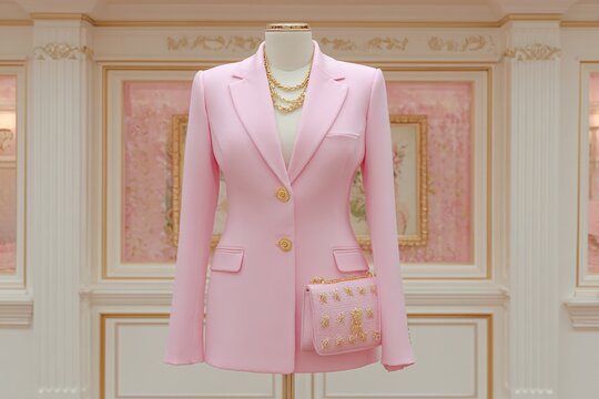 COSTUME ROSE PASTEL ANN&Eacute;ES 80 SUR MANNEQUIN