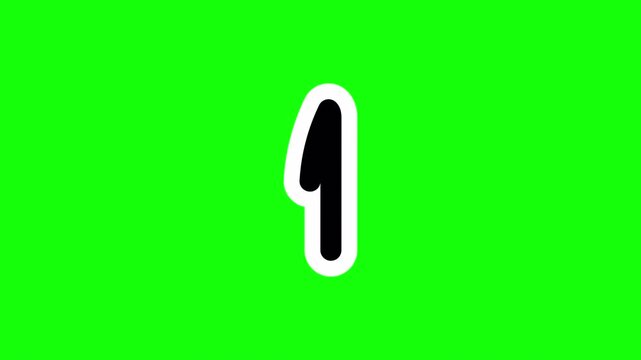 Pack of 10 hand-drawn animated numbers being drawn on screen. Sticker style with a white outline. Includes alpha channel for transparent background, perfect for educational or creative videos.