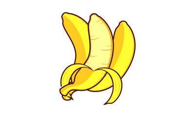 Three bananas fruit illustration design vector