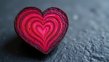 Vibrant Beetroot Crosssection Heart Shape Slate