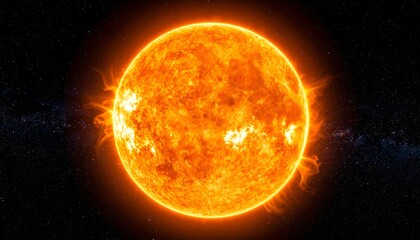 Fiery sun in space