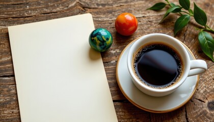 Handwritten Note Vintage Marbles and Fragrant Coffee Scene