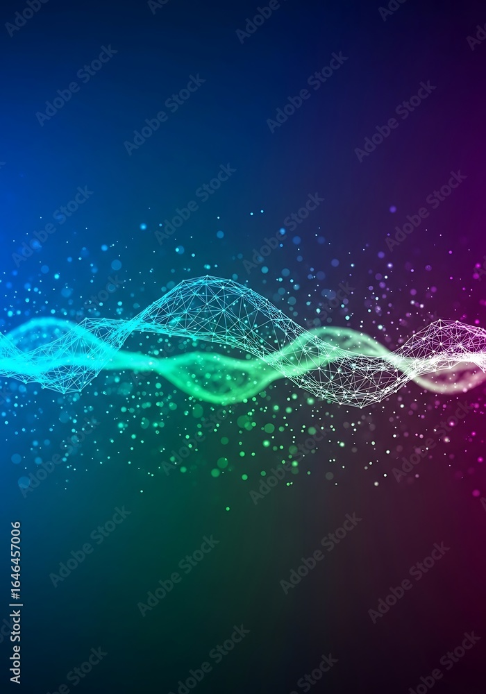 Aufkleber abstract multicolored network formation on dark backdrop for science visualization