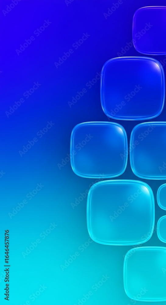 Poster gradient blue mosaic with translucent rounded squares creating a vibrant texture pattern