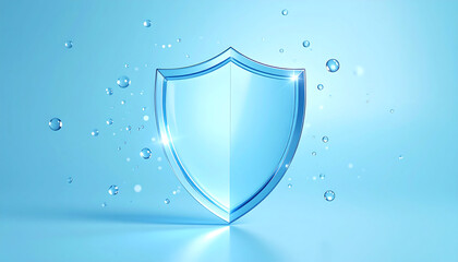 Transparent Shield with Bubbles: Protection, Security, and Cleanliness Concept.