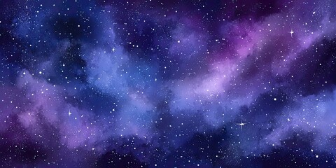 Obraz premium Vast expanse of swirling nebulae, speckled with countless stars in shades of violet, blue, and indigo